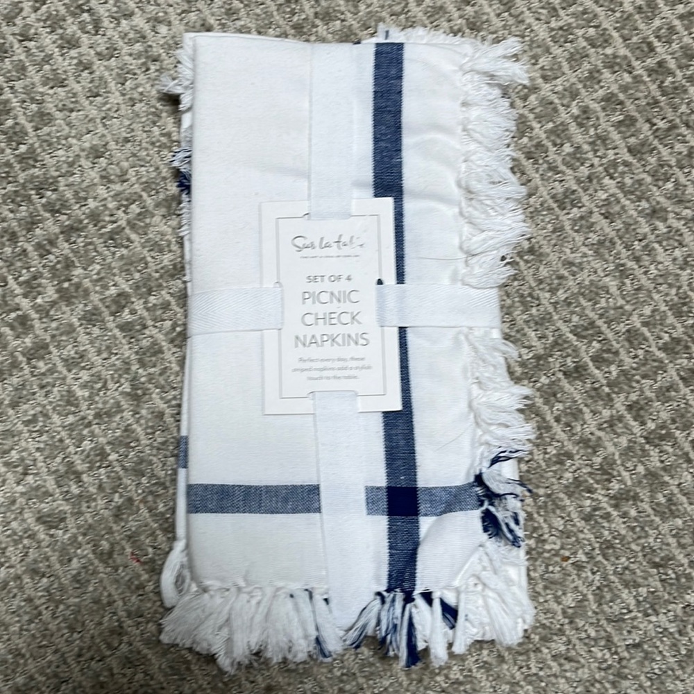 NWT Sur La Table Picnic Check Napkins Set of 4